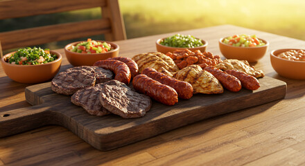Elderly bearded shepherd with a hat and staff in a field at sunset, looking at the camera with a smile