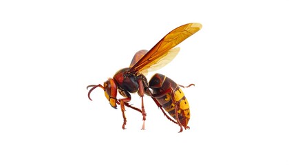 Detailed view of a hornet in profile.
