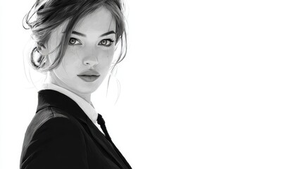 Fototapeta premium Stylish Woman, Monochrome Portrait