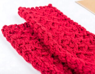 Knitted red warm accessories