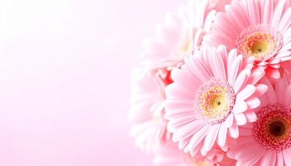 pink gerbera flowers on pink background, Vibrant gerbera daisies in envelopes on a pink background