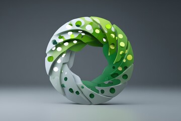 Abstract Green and White 3D Form