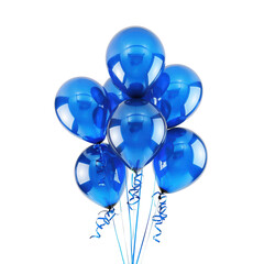 Shiny blue balloons with ribbons for celebration and party themes
