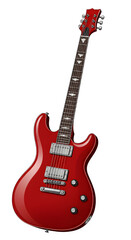 Naklejka premium Red electric guitar, isolated on white or transparent background. PNG