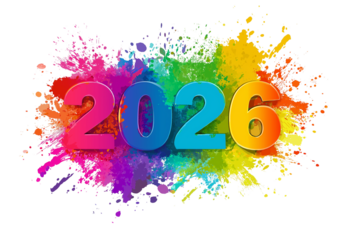 Happy new year 2026, lettering transparent png, cutout