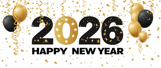Happy new year 2026, lettering transparent png, cutout