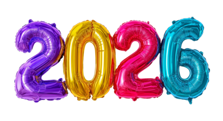 Happy new year 2026, lettering transparent png, cutout