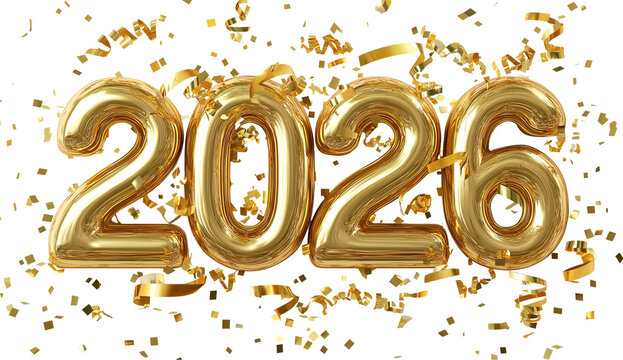 Happy new year 2026, lettering transparent png, cutout
