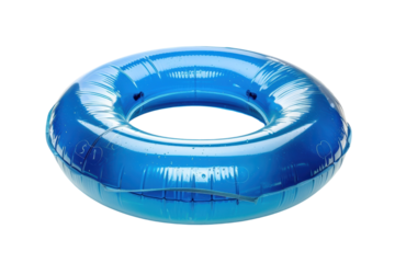 Blue inflatable swim ring, summer vacation fun and water activities