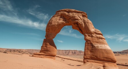Majestic Delicate Arch, Arches National Park, Utah. The iconic natural sandstone formation.