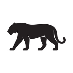 Obraz premium Sleek Black Panther Silhouette Walking Isolated on White Background Vector Illustration Concept for Wild Animals Conservation