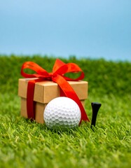Golf gift on green grass (1)
