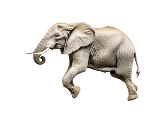 Fototapeta premium Elephant jumping in a side profile view 