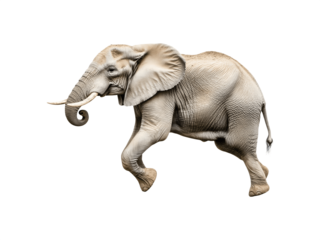 Elephant jumping in a side profile view
