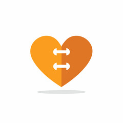 Obraz premium Orange Heart Shape Mended Together With White Staples Symbol