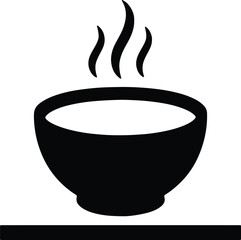 Vector bowl of hot soup silhouette Illustrator
