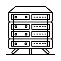 Antique furniture icons set showing various wooden chests, drawers, and cabinets for home and office interior design