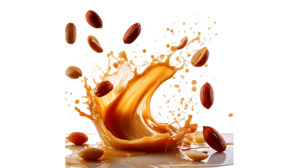 A dab of creamy peanut butter with peanuts strewn throughout, cut out