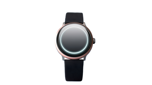 Modern digital timepiece on transparent background
