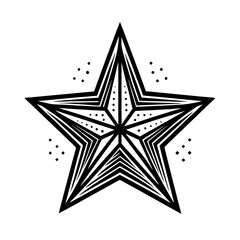 Abstract vector design of a shiny black star, a festive decoration and a symbol of celebration on a white background