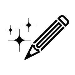 Icon symbol of a pencil sparkling, representing artificial intelligence writing