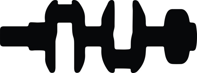 Vector Crankshaft automotive engine car part black and white silhouette Illustrator