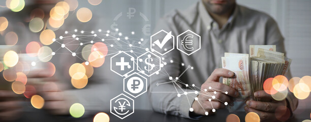 Russian money background. Russian roubles, russian rubles cash closeup. Rubles in cash. Finance and business background. 5000 rubles. Money macro.