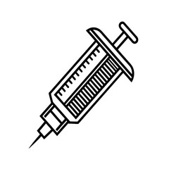 Silver vector syringe illustration isolated on a black background