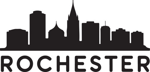 Fototapeta premium Rochester Skyline Silhouette Vector on White Background