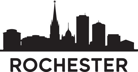 Fototapeta premium Rochester Skyline Silhouette Vector on White Background