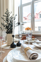 Close-Up of Elegant Table Setting Near Window