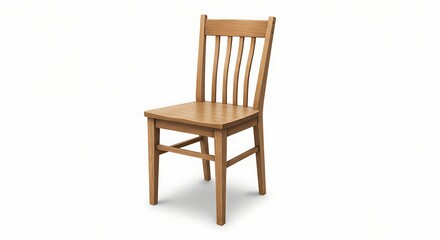 Fototapeta premium A simple wooden chair drawn in colored pencil, realistic texture, isolated on white background.
