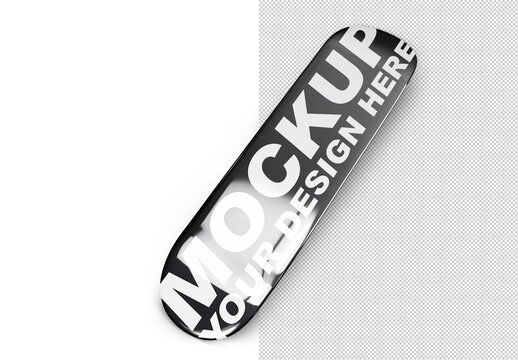 Customizable Minimalistic Skateboard Deck Mockup with Isolated Background