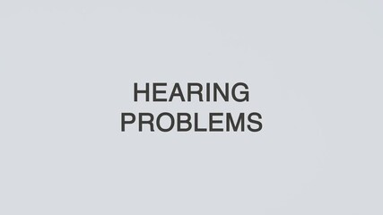 Hearing problems concept word hand holding stethoscope on white background for patient care, diagnosis, treatment, monitoring, prevention, wellness, and health awareness