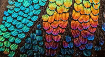 Stunning shimmering insect wings with iridescent vibrant color scales for nature background use