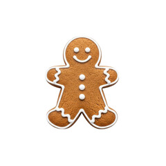 Gingerbread man cookie isolated on transparent background for christmas decoration