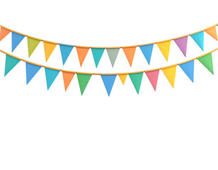 Obraz premium Festive Banner Garland: Delightful triangle flags string together, ready to hang, embodying celebration and creating a cheerful, jubilant atmosphere for festive moments.