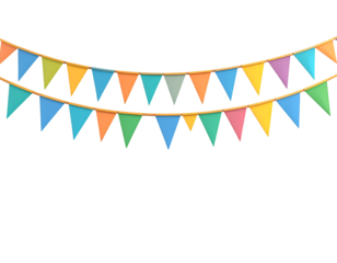 Festive Banner Garland: Delightful triangle flags string together, ready to hang, embodying celebration and creating a cheerful, jubilant atmosphere for festive moments.