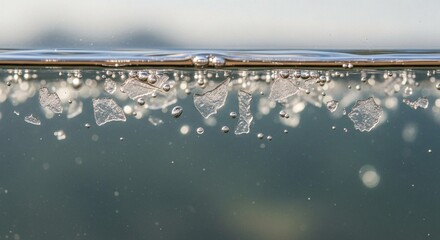 Refreshing ice cubes floating in cool water, perfect for summer drink ads and beverage promotions