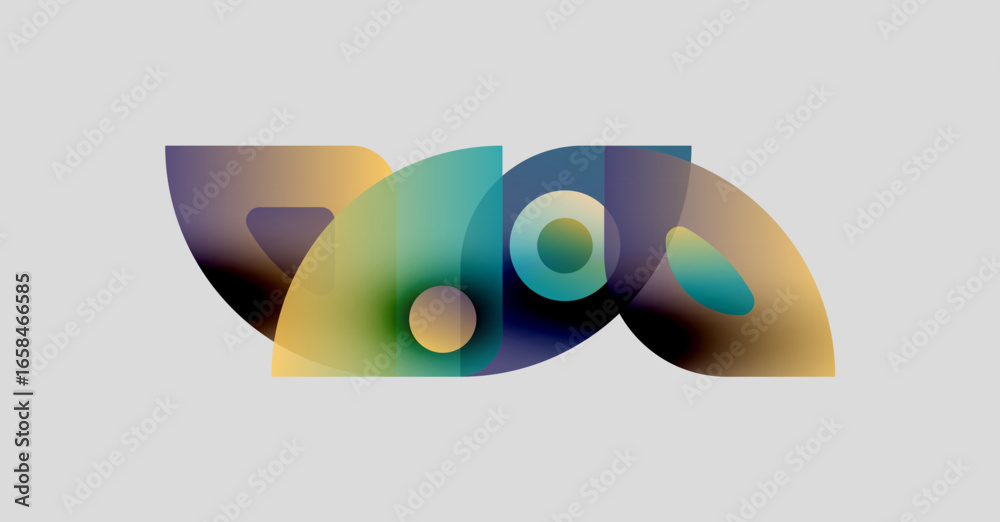 Wall mural abstract colorful shapes overlap, creating dynamic visual composition. soft gradients suggest moveme