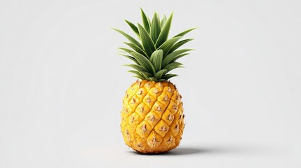 Ripe Pineapple: Vibrant Yellow Fruit on White Background