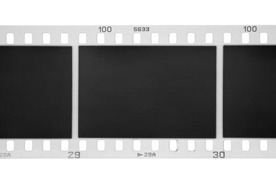 35mm photographic film with exposed frames isolated. Transparent PNG image.