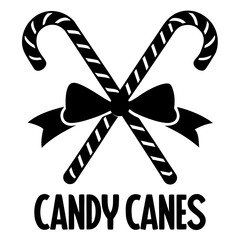 Crossed candy canes with ribbon and text Christmas