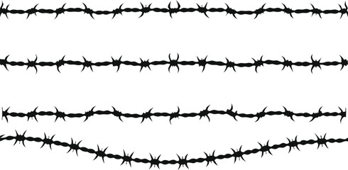 Barbed wire silhouette vector.