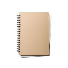Blank spiral notebook on a white background, ideal for creative projects and note-taking