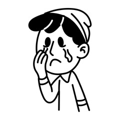 A hand drawn icon showing a character wiping tears 
