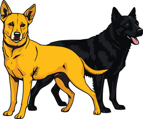A silhoutte Vector of Dogs.eps | Black and Golden Dog 