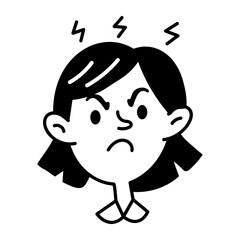 A hand drawn icon of an infuriated character 

