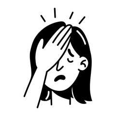 A character doing a head slap, hand drawn icon 
