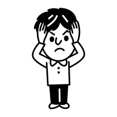 Disappointed, sad, reaction, expression, emotion, character, doodle, drawing, sketchy, glyph, vector, icon
